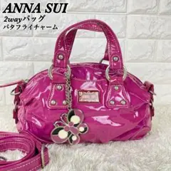 ✨美品✨ ANNA SUI 2wayショルダーバッグ バタフライチャーム ピンク