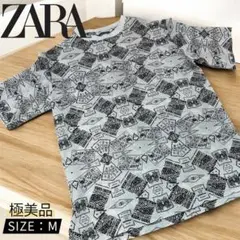 ZARA グラフィック総柄プリント Tシャツ M