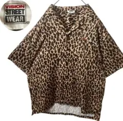 VISION STREET WEARレオパードヒョウ柄シャツテロテロ素材Lサイズ