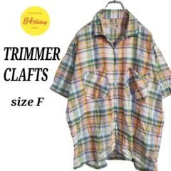 TRIMMER CRAFTS 半袖 チェックシャツ オープンカラー サイズ F