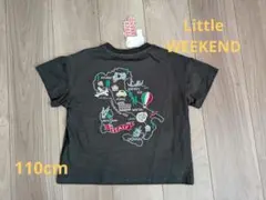 新品 リトルウィークエンド イタリア地図刺繍Tシャツ 黒 110cm