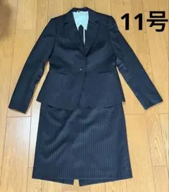 レディーススーツ　PERSON'S パーソンズ　黒ピンストライプ　11号　春夏秋
