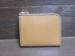 L型ファスナー財布　ベージュレザー　カードポケット付き