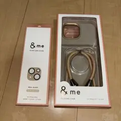 &me iPhone 15 シリコンケース ベージュ　ショルダーストラップ付き