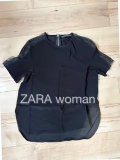 ZARA 半袖 ブラック シャツ シースル