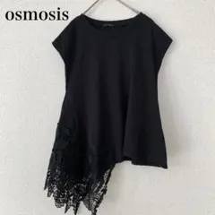 osmosis 変形ノースリーブシャツ カットワーク レース ブラック