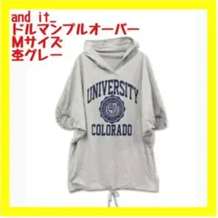 【人気】and it カレッジプリントフードVネックドルマンロングプルオーバー