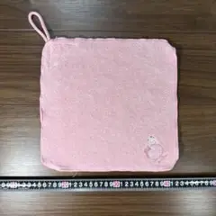 ピンク クマ刺繍 ループ付タオル 041