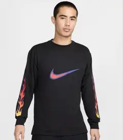 【新品未使用】NIKE ナイキ　フレイム　ファイヤー　炎　ロンT 長袖　M 黒