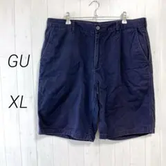 GU　チノハーフパンツ　ネイビー　ＸＬ　大きいサイズ　カジュアル