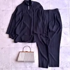 美品 ルイルエブティック ネックリボンブラウスパンツセット M 黒 定価1.5万