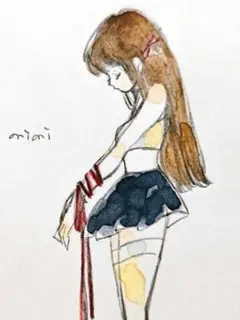 女の子 手描きイラスト アナログイラスト オリジナルイラスト
