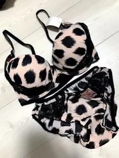アニマル柄？シフォン×レースブラショーseダブルパットで盛れる.D75.新品.
