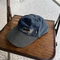 【ドラゴン刺繍、インディゴキャップ】VANSセンター刺繍古着帽子　ストリート