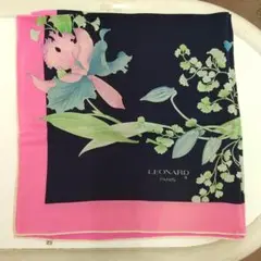 訳あり特価 LEONARD ヴィンテージ フラワー柄 スカーフ 90×90㎝