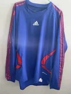 adidas 青赤 長袖シャツ ショートパンツ セット