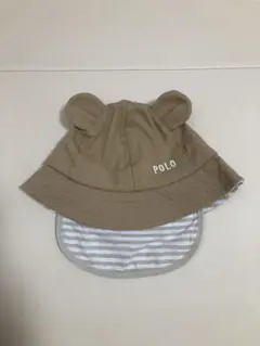 POLO ベビー帽子 クマ耳付き ベージュ　44cm