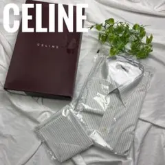 CELINE シャツ ストライプ 刺繍 マカダム トリオンフ 新品 XL