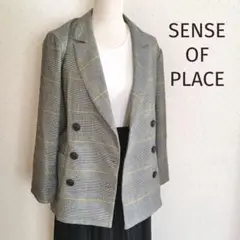 【美品】SENSE OF PLACE チェック柄 テーラードジャケット FREE