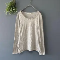 ショコラフィネ［F］シンプルナチュラル◎大人のビジュー付クルーネック長袖Tシャツ