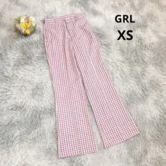 【グレイル】フレアパンツ (XS) ギンガムチェック 薄手 ピンク 小さめ
