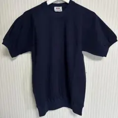 T204 VAN JAC バックロゴ刺繍 半袖スウェット ネイビー 古着