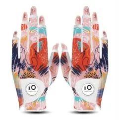 72様FINGER TEN ゴルフグローブ レディース 両手 オレンジ18 XS