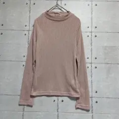 Ehyphen world gallery リブ編みピンクハイネックトップス