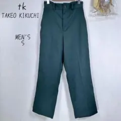 タケオキクチ メンズ フレアスラックス　パンツ　ダークグリーン　緑　S 小さめ