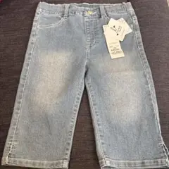 新品　デニム　ハーフパンツ　130cm 半パン　女の子　リボン　パート