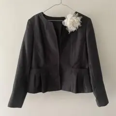 K&S ケイアンドエス ブラックスーツ上下セット フラワーモチーフ2個付