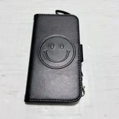 iphone se2 ケース ブラック　スマイル　鏡付き
