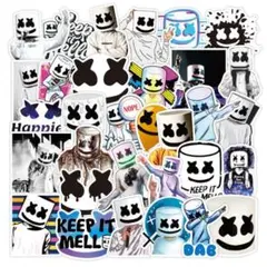 50枚 マシュメロ Marshmello DJ 洋楽 edm ステッカー 防水