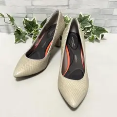 ほぼ新品✨ロックポート【23】ポインテッドトゥ レザー パイソン