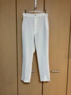 ホワイト ストレートレッグ スラックス　シェリエ　sheller M 裏地付