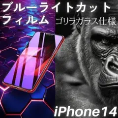iPhone14 無印 ブルーライトカットフィルム ゴリラガラス 自動吸着