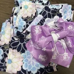 メゾピアノ　花柄 着物 140 セパレート　帯