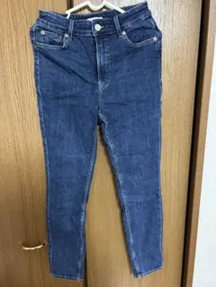 H&M ダークブルー ハイウエストデニムパンツ