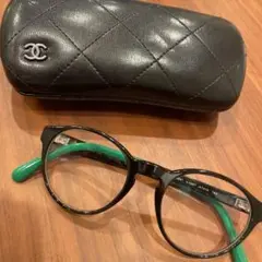 CHANEL 正規品 伊達メガネ グリーン×黒