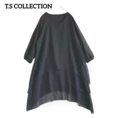 T.S COLLECTION イレヘム シアー ティアードチュニック【M/L】黒