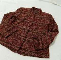 ペイズリー柄トライバル柄ノーカラージャケットチャイナ服テーラードジャケット古着