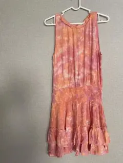 ノースリーブフリルワンピース オレンジピンク　フリーサイズ