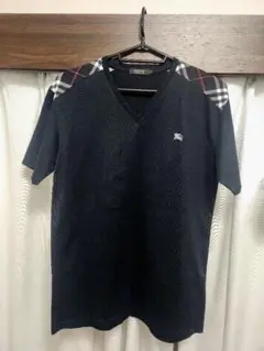 バーバリーブラックレーベル　ショルダーチェックTシャツ　黒 サイズ３　新品未使用