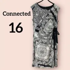 美品✨️Connected 【16】ノースリーブワンピース白黒 モノトーンリボン