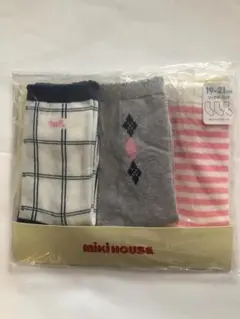 新品未開封　ミキハウス　3足ソックスパック19〜21㎝ピンクボーダー