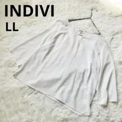 INDIVI カットソー　LL 白　七分袖　洗える　42