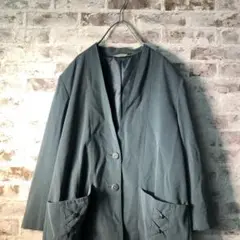 【ヴィンテージ】デザイナーズ ノーカラージャケット レトロ 古着usedAS58