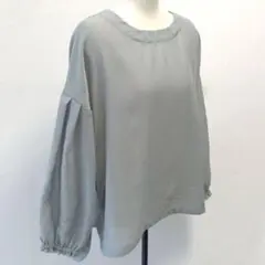 シースルー プルオーバー　ブラウス　無地【Samansa Mos2 blue】