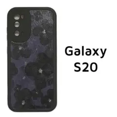 Galaxy S20 5G レザー調 花 紫 カバー.