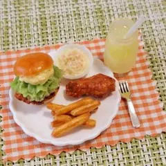 ミニチュアフード チキンフィレバーガー セット